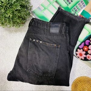 Zara | Distressed Stud Black boyfriend jeans